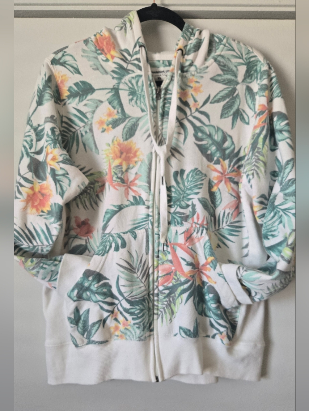 Tropical Floral Print Zip-Up Hoodie- By the SWEARSHIRT project By French Laundry